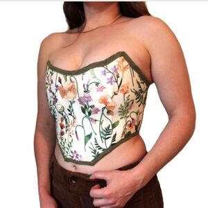 Handmade Embroidered Floral Corset Top